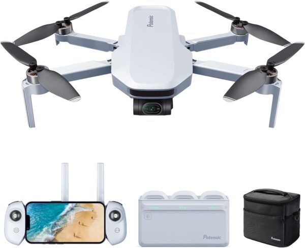 Potensic ATOM 4K GPS Drone with 3-Axis Gimbal, 96 Min. Long Flight Time, 6KM FPV Transmission, Visual Following/QuickShots/RTH, Under 249g, Wind Force 5, 12MP Photos Camera Drone for Beginners, Adults