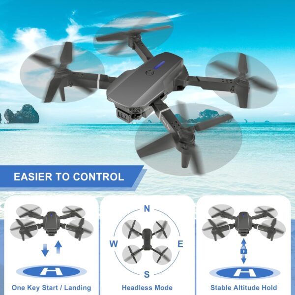 Drone with Camera HD 4K, RC Foldable FPV WiFi Live Transmission Drone for Children Beginners, 2 Batteries, Long Flight Time, Headless Mode, Trajectory Flight, Obstacle Avoidance, One Key - Image 4