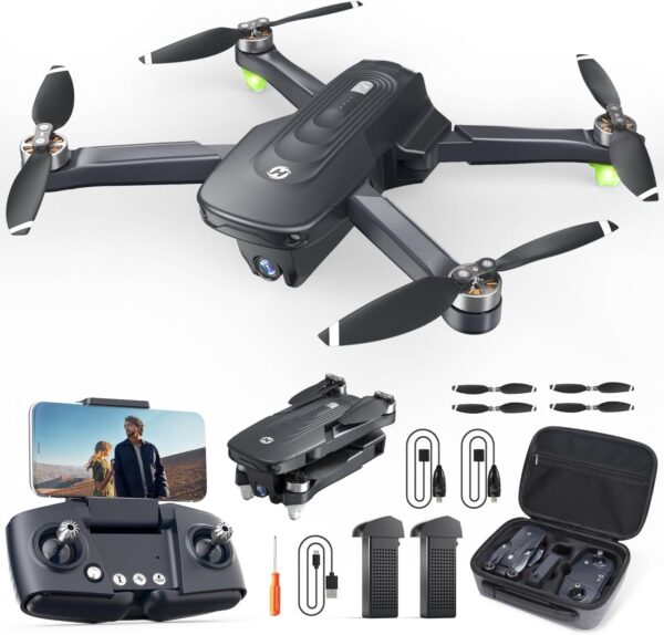 Holy Stone HS175D Foldable GPS Drone with 4K Camera FHD RC Quadcopter with 46 Minutes Long Flight Time, Follow-Me, Brushless Motor, Tap Fly, Point of Interest Altitude Hold Folding Drone for Beginners Adults