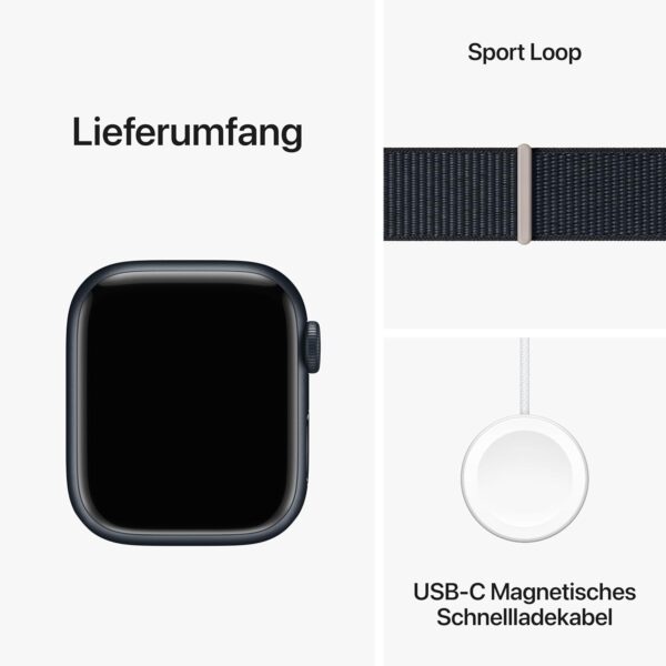 Apple Watch Series 9 (GPS, 41 mm) Smartwatch with Aluminium Case and Sport Loop Bracelet in Midnight. Fitness Tracker, Blood Oxygen and ECG Apps, Always-On Retina Display, CO₂ Neutral - Image 6