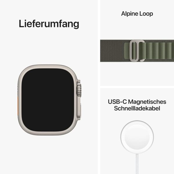 Apple Watch Ultra (GPS + Cellular, 49mm) Smartwatch - Titangehäuse, Alpine Loop Grün - Medium. Fitnesstracker, präzisesGPS, Aktionstaste, extra Lange Batterielaufzeit, helleres Retina Display - Image 7