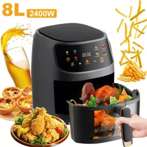 2400W 8L Large Capacity Intelligent LCD display Air Fryer Without ill Fryer Oven For Frying French Fries And grid Chicken