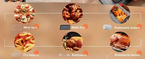 S1a474cf9d5c844878397bfbc8f24e74aM-2.webp Karinear 36L Air Fryer Oven, 1700W Stainless Steel Airfryer 10 in 1 Countertop Oven, Double-layered Glass Door, Accessory Set