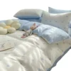 Ins Blue Love Heart Bedding Set Soft Bed Flat Sheet Pillowcase Women Girls Duvet Cover Twin Full Queen Size Home Textiles