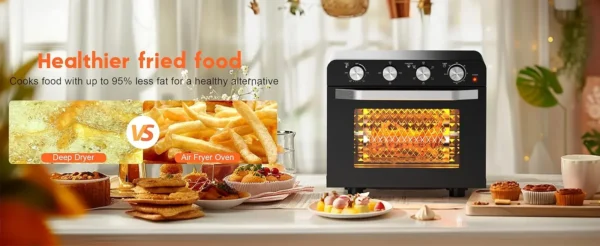 S3c5232a5061943579ad54e129d633099M-2.webp Karinear 36L Air Fryer Oven, 1700W Stainless Steel Airfryer 10 in 1 Countertop Oven, Double-layered Glass Door, Accessory Set