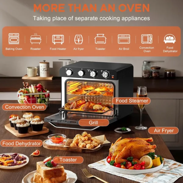 S43902bdafc344a0ab41cf6cf7ea57fd7b-3.webp Karinear 36L Air Fryer Oven, 1700W Stainless Steel Airfryer 10 in 1 Countertop Oven, Double-layered Glass Door, Accessory Set