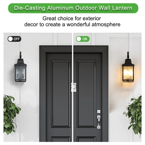 Large Outdoor Wall Light with Clear Glass – Matte Black Aluminum, Supports Multiple Bulbs, Hardwired Installation (1-Pack)