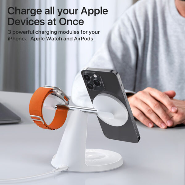 3 In 1 Wireless MagSafe Charging Station For Multiple Devices 30W Adapter Included
