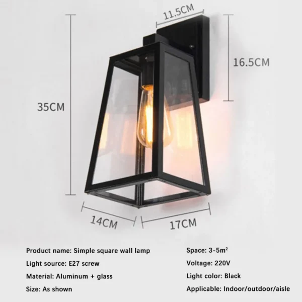 Retro Outdoor Waterproof Wall Lamps Iron Art Lampshade Sconce Acrylic Corridor Wall Light E27 Screw Outdoor Wall Light