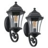 Outdoor Waterproof Retro Wall Light – 2-Pack Black Aluminum with Clear Bubble Glass & Light Sensing