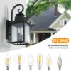 Large Outdoor Wall Light with Clear Glass – Matte Black Aluminum, Supports Multiple Bulbs, Hardwired Installation (1-Pack)