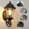 Outdoor Waterproof Retro Wall Light – 2-Pack Black Aluminum with Clear Bubble Glass & Light Sensing